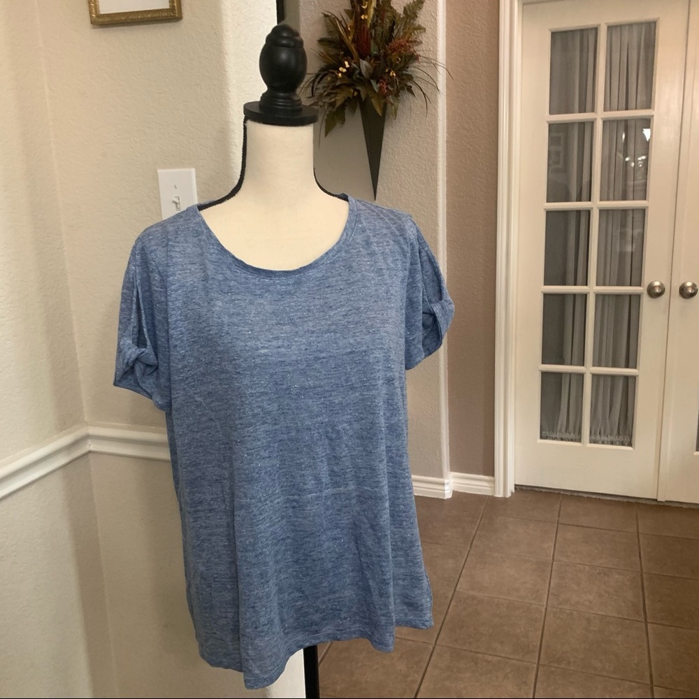Athleta classic blue twisted short sleeve top Size S